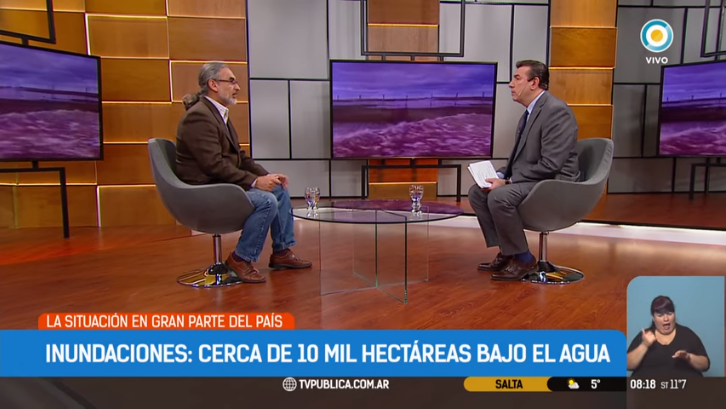 Entrevista a Luis Basterra sobre las inundaciones en gran parte del país, en la TV Pública Argentina